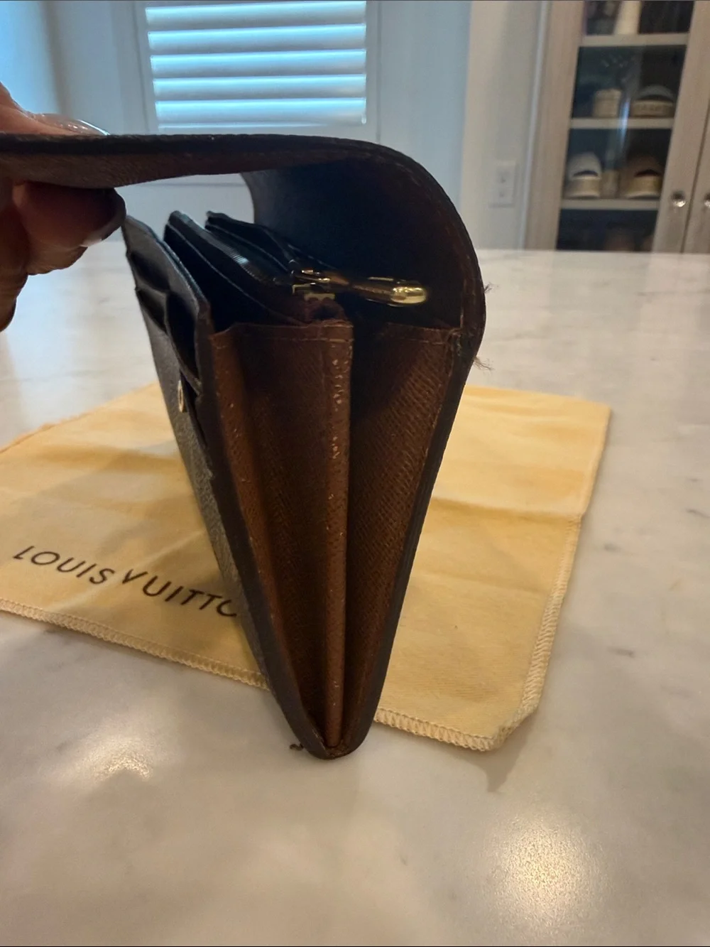 Louis Vuitton Monogram Canvas Continental Wallet in Brown with Gold Hardware